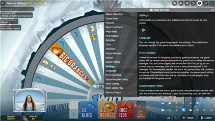 Schermata impostazioni avanzate Ice Fishing